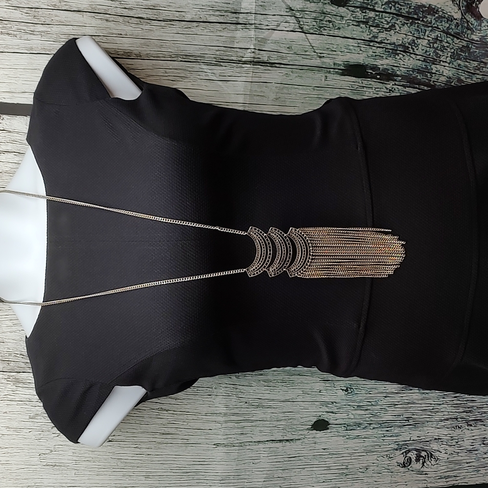 Sliver tone long necklace